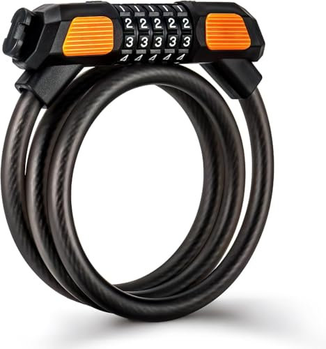 Fenxyo Bike Locks Heavy Duty, Lightweight Bicycle Cable Lock with Code 110cm, High Security Passcode Unlock, Waterproof/Scratch-Resistant/Resettable Combination Lock Ideal for Gift/Mountain Bike/Moto