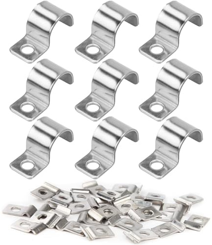 SHUOHONG 20 Stück Befestigungsschelle Metall Rohrschellen, Hochleistungs Kabelschellen, Rohrschellen Rohrbefestigung Einzelloch U-Rohrschellen, Rohrschellen Edelstahl, Rohrklemme für Kabel Ø 16 mm