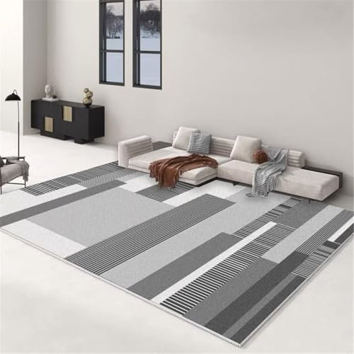 RUGMRZ Kinder Teppiche Carpets Grauer minimalistischer Wohnzimmerteppich mit quadratischem geometrischem Design, pflegeleicht Bettumrandung Teppich 100X200CM