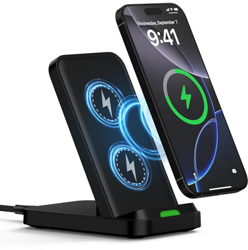 15W Fast Wireless Charger Stand Handy Induktive Ladestation für Samsung | Kabelloses Ladegerät für Galaxy S26 Ultra/S25 FE/S24/S23/S22/S21/S20, Google Pixel 10 Pro/10a/9 Pro/9a/9/8/7, iPhone 17/16/15