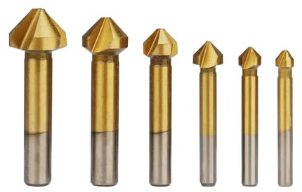 Hoteche 6teiliger Sets Kegelsenker Set HSS Titanbeschichtet mit 3 Schneiden für Metall und Holz mit Durchmessern 6.3mm-20.5mm und Schaftdurchmesser 5mm-10mm ideal für präzise Senkbohrer Anwendungen