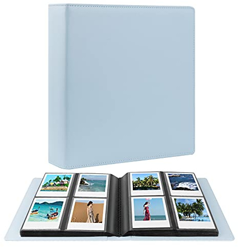 Album fotografico grande con 192 tasche per le foto Polaroid quadrate di tipo i-Type (88x107 mm) e per le foto del film Instax Wide (108x86 mm) (Blu)