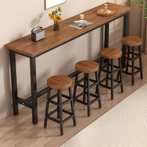 HPIRFYE Langer Tisch an der Wand des Hausbalkons Moderner Stehtisch Garten Stehtisch bar Table Partytisch Geeignet für Bars, Außenbereiche, Cafés, Balkone, Restaurants(Ohne Hocker)