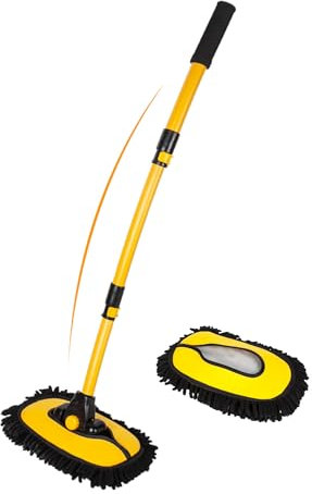 Spazzola per lavaggio auto con manico telescopico, in microfibra di ciniglia, manico lungo per camper, camion, auto, barca, strumento di pulizia senza graffi (A)