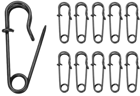 sourcing map 20pcs Safety Pins 1.06 Inch (27mm) Electroplated Steel Large Safety Pin Heavy Duty Sewing Safety Pins Bulk for Clothes Sewing Arts DIY Crafts, Black