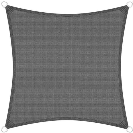 Brigros - Cortina de Sombra Exterior Cuadrada de HDPE 180 gr/m2 con Anillas inoxidables, Anti-UV, con Bolsa, Lona Parasol para Exteriores, Dimensiones 3 x 3, 4 x 4, 5 x 5, Vela Sombra jardín (Gris, 5
