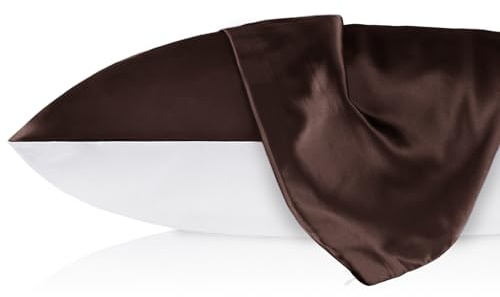 LILYSILK 19 Momme Seidenkissenbezug Maulbeerseide Uniseite aus Baumwolle mit Reißverschluss Haar- und Hautpflege Seidenbezug für Kopfkissen 1 Stück(Dunkler Kaffee,80x80cm)