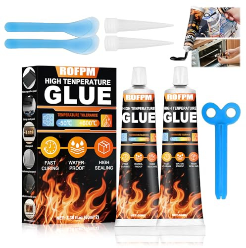 ROFPM Colle Haute Température, Mastic Refractaire, Noir, Silicone ignifuge, Résistant à la chaleur supérieure à 1200 °C, Pour Four Vitre, Cheminee, Poele A Bois, Ciel De Toit, Brique, Carrelage