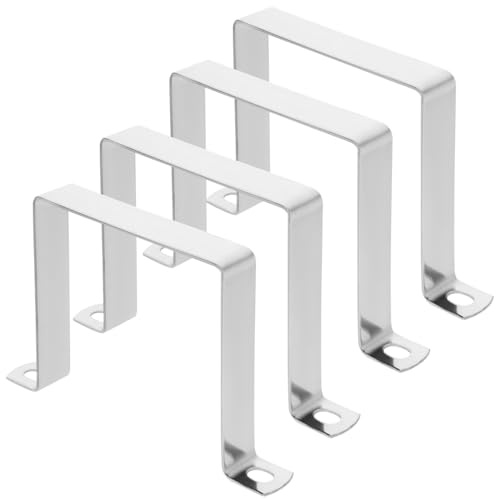 SHINEOFI Square Tube Clamp U Clip Brackets 4Pcs Metal Tube Clamp Mounting Brackets for Water Balcony Railings and Staircase Railings Indoor Outdoor Installation Support