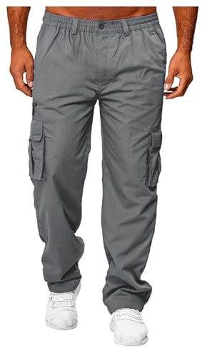 MOKBAY Pantalone Cargo Uomo con Tasche Pantalone Lavoro Elasticizzati Baggy Pantaloni per Casual Militari