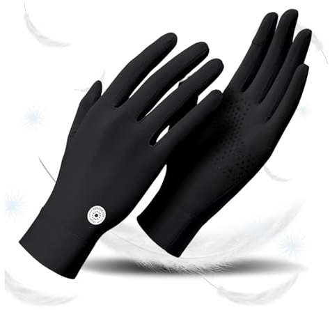 Gvblkq Guantes de protección UV, palma de goma antideslizante sin apretar, cubierta de mano con tejido transpirable, ideal para jardinería, pesca y actividades deportivas al aire libre, 8,5 x 21 cm