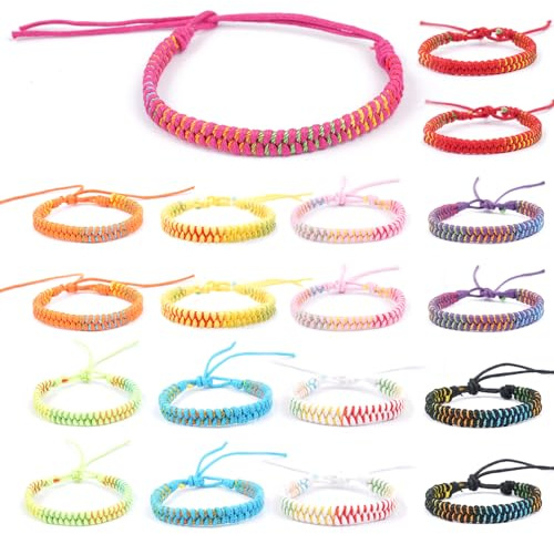 Maxmoc Freundschaftsarmbänder Kinder,10/20 Stück Armband Kinder Mädchen | Handgefertigt Gewebte Freundschaftsarmband,Verstellbar Regenbogen Armbänder,Gut geeignet als Geschenk