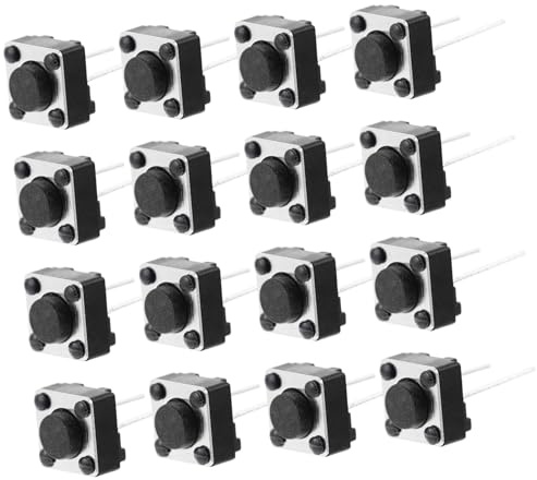 Amosfun 100pcs Tact Switch Button Switch Replacement Tactile Push Button for Breadboard Momentary Micro Tactile Pushbutton Pcb Black Plastic