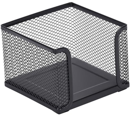 Notizbox, aus massivem Metallgeflecht, für den modernen Arbeitsplatz, schwarz, 10,5 x 10,5 x 8 cm