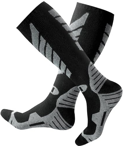 wanchel Merino Wool Ski Socks - 2 Pairs Knee Length Ski Socks, Winter Warm Snowboard Thermal Socks, Cold Protection Socks for Men Women, 43-46