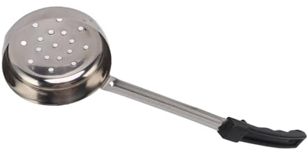 Haofy Såssked 2LB Kapacitet för Pizzaspridning Av Rostfritt Stål med Långt Handtagsmåttsked för små Lägenheter, Husbilsliv, Daglig Användning (Svart 6 oz (Holes Drain))
