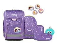 ergobag cubo light Bundle Set AW25/26, ergonomischer Schulranzen, extra leicht, Set 6-teilig, 860 g PonyBäradies - Lavendel