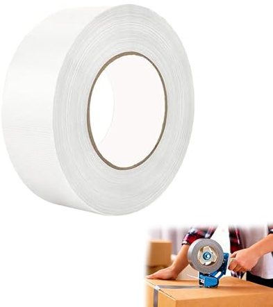 Oiieco Gewebeband 40mm x 10m, Panzertape extra stark Für Renovierung, Teppichklebeband Stark Für Schutzfolie & Bodenfolie, Wasserfestes Reparaturband Innen & Außen (Weiß)