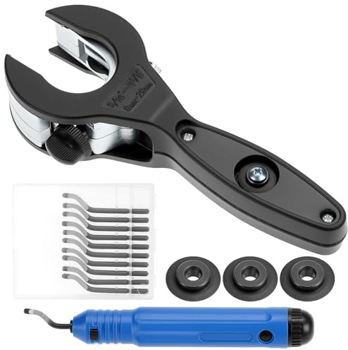 QWORK® Coupe-tube à Cliquet Professionnel 8-29 mm,Outil de Découpe pour Acier Inoxydable, Cuivre, PVC et Aluminium,avec 3 roulettes de rechange et outils d'ébavurage