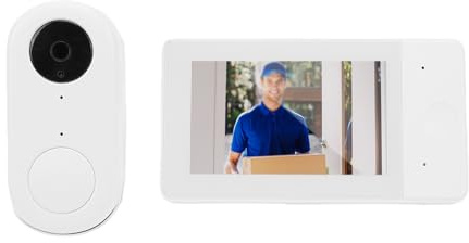 Denash Videocitofono Wireless con Schermo, Display da 4,3 Pollici, Raggio di 150 M, Telecamera per Campanello Alimentato a Batteria con Conversazione Bidirezionale per la Sicurezza