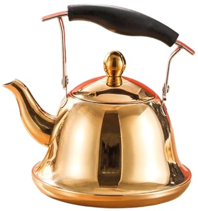 MagiDeal Tea Kettle Stovetop Kettle Household Fast to Boil Wide Mouth Daily Use Rustproof Thickened Food Grade Stainless Steel Tea Pot, 1.0L Gold