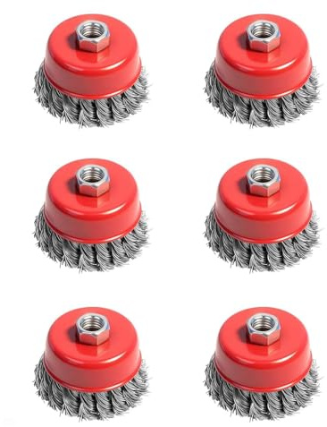 Innvist 6PCS Angle Grinder Wire Brush Set, Wire Wheel Cup Brush Set for Angle Grinder with M14 Threaded Arbor, Twist Knot Cup Brush or Heavy Cleaning, Stripping, Paint, Rust Removal, Weld Grinding
