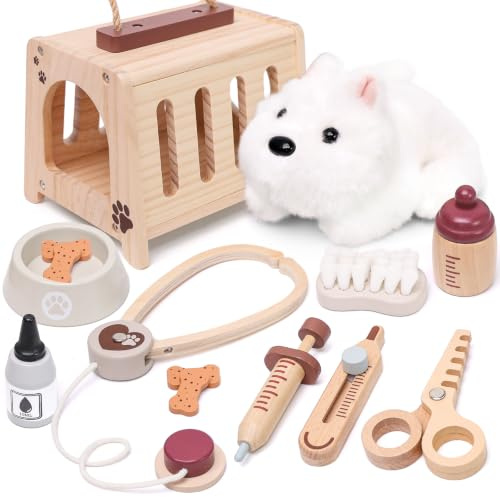 Masonbaby Coffret Vétérinaire Animaux Coffret de Docteur pour Enfants – Jeu D'imitation Médical Jouet Éducatif de Rôle, Kit de Médecin pour Filles et Garçons dès 3 4 5 6 Ans