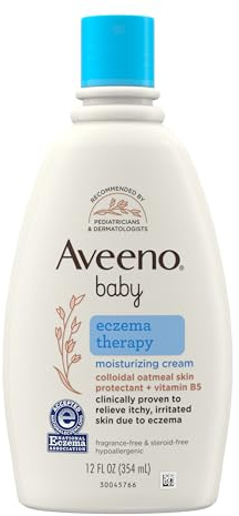 Aveeno Baby Eczema Therapy Moisturizing Cream, Natural Colloidal Oatmeal & Vitamin B5, Baby Cream for Dry, Itchy, Irritated Skin Due to Eczema, Paraben- & Steroid-Free, 12 fl. oz
