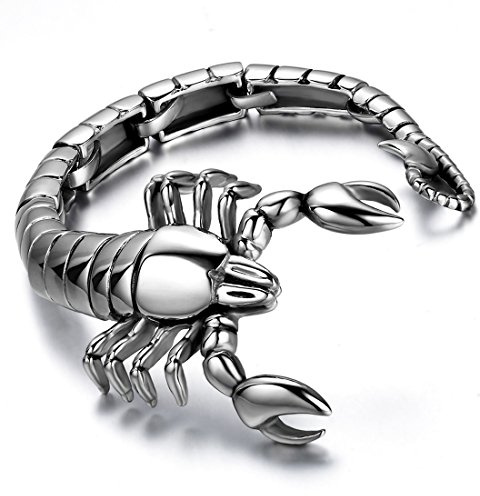 Cupimatch Herren Armband Punk Biker Gothic Totenkopf Edelstahl Kette Silber Edelstahl Link Kette Armband Armreif Manschette Armschmuck für Männer