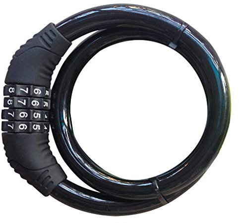 Lucchetto cavo, Catena a Combinazione Antifurto Cavo Ritorto 60cm, PVC Rivestendo Cavo in Acciaio, Leggero e Portatile per Bicicletta Triciclo Moto, Nero