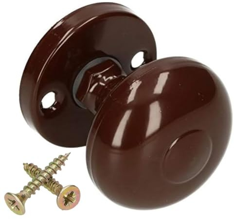 KOTARBAU® Türknopf Ø 55 mm Braun Metall Türknauf Drehbar Kugelknauf Rund Türgriff Türdrucker Türklinke Rosette Feststehend Pulverbeschichtet