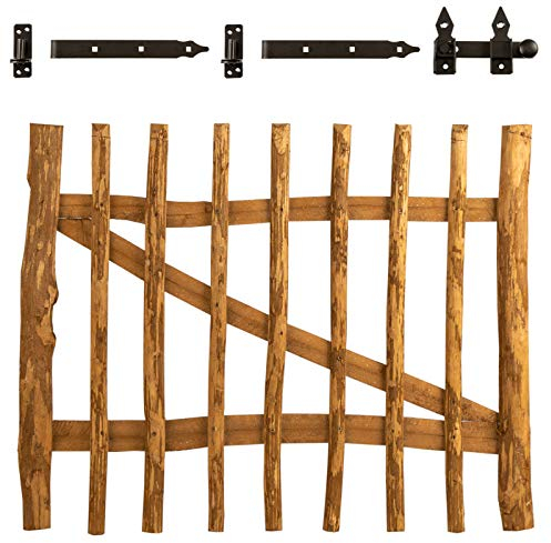 BooGardi Gartentor Holz imprägniert in 14 Größen · 100 cm hoch · 100 cm breit · 7·9 cm Lattenabstand · Haselnuss Bauerntor/Zauntor für Staketenzaun