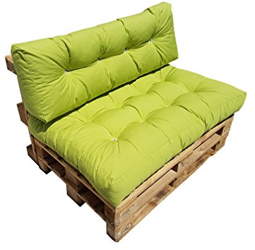 Natalia Spzoo Palettenkissen Set für Palettenmöbel Sitzkissen und Lehne passend für Paletten 120 x 80 cm (Apfelgrün)