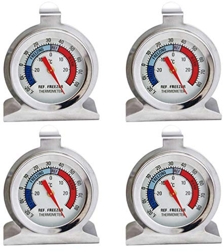 Cabilock 4 Pièces Réfrigérateur Sans Fil Réfrigérateur Numérique Glacière Salle De Congélation Au Frigo Jauge De Température Plus Froide Grand Cadran Congelateur Thermomètre Congélateur