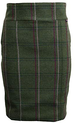 Walker and Hawkes - Ladies Derby Tweed Winslow Skirt - Sage with Pink Stripes - US 8 (UK 12)