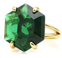 Grande Bague Emeraude en Or 14k - Bagues Fashion, Bagues Larges Faites à la Main, Bagues Gemmes Personnalisables - Cadeau pour Maman, Soeur, Epouse - Choisissez Votre Taille de Bague