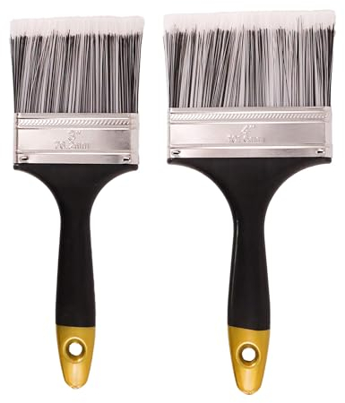 2pk 3” and 4” Paint Brushes - Ideal for DIY, Walls, Ceilings, Woodwork, Metal, Decorating, Wood Staining Paint Brush, Ideal for Cutting in and Painting Large Areas
