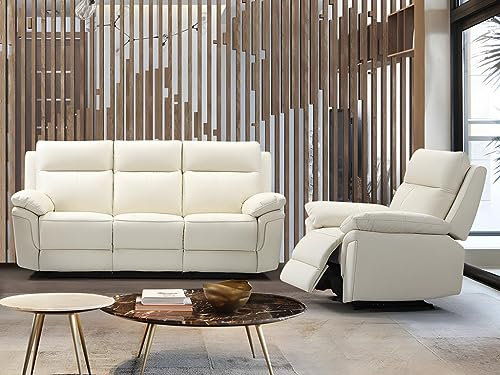 Vente-unique Relaxgarnitur 3+1 - BÃ Â ÂÂ Ã Â ¼ffelleder - Elfenbein - PAKITA