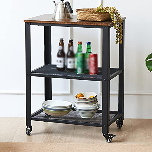 AUNEVN Bewegliche Sackkarren Multifunktions-3-Tier-Aufbewahrungs-Organizer-Rack, Bewegliches Küchen-Badezimmer-Regal Metall-Rollwagen-Multifunktionsregal Platzsparend
