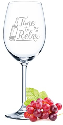 Leonardo Copa de vino con grabado – Time to Relax – Cristal con frase – Regalo para hobby sommelier & amantes del vino – Regalo para mujeres y hombres por cumpleaños – Regalos para él y él