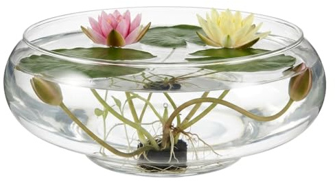 Glass Terrarium Bowl: 5.90 Round Shallow Planter and Betta Fish Tank - Clear Glass Bowl Vase for Hydroponics, Succulents and Wedding Table Decor (15cm Wide)