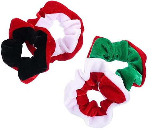 minkissy 3er-set Elegante Haargummis Mit Pferdeschwanzhalter Dehnbare Haarseile Weihnachtlicher Haarschmuck Für Weihnachtsfeiern 4 Stück X 3