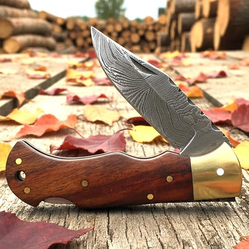PAL 2000 KNIVES Coltello tascabile pieghevole in acciaio Damasco fatto a mano personalizzato con fodero 4004