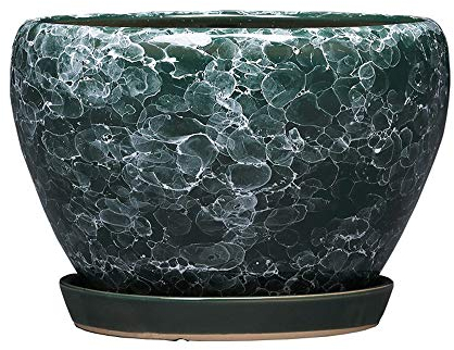 UsmAsk Maceta de cerámica Extra Grande con patrón de Cristal con Bandeja, Planta Verde suculenta, árbol frutal, orquídea, florero, decoración de jardín Interior para Jardinero para Boda, cumpleaños (