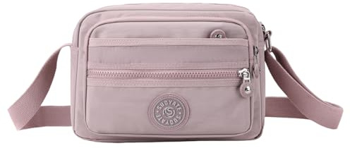 FAVORTALK Purple Nylon Womens Crossbody Bag - Women's Cross-Body Bags Multi Pockets Ladies Handbags Waterproof Casual Cross Body Bag for Shopping - B20308 Elegant Violet