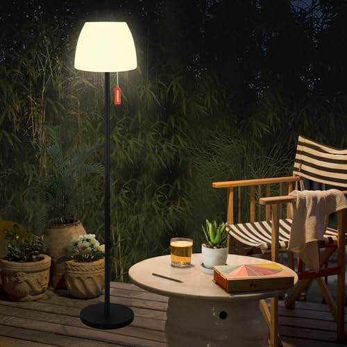 Licmic Solar Stehlampe Outdoor Stehleuchte mit Lichtsensor,Dimmbar Warmweiß und RGB Stehleuchte Kabellos stehleuchte Aufladbar Akku Stehlampe Wasserdicht LED Stehlampe Außen für Terrassen、Garten.