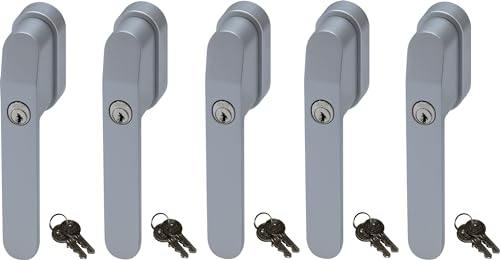 ABUS FG400S, abschließbarer Fenstergriff in Silber im Set 5 Stück, alle gleichschließend AL0089 mit zehn Schlüsseln