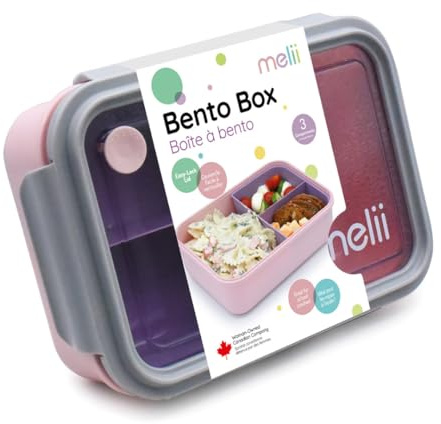 melii Bento Box With Removable Divider, Pink Purple Grey, 42.2 oz