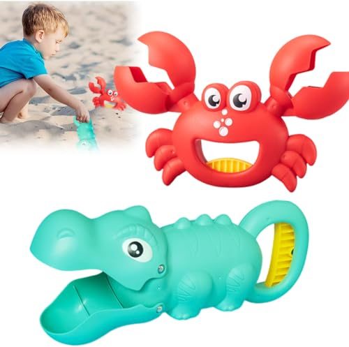 EARTNDP Children's Sand Clip 2pcs Beach Toys Set For Kids Dinosaur Crab Toy Clip Set Snowball Maker Clips Sea Animal Molds Outdoor Fun Sand Tools For Toddler Boys Girls Snowball Fight Maker Tool Clip