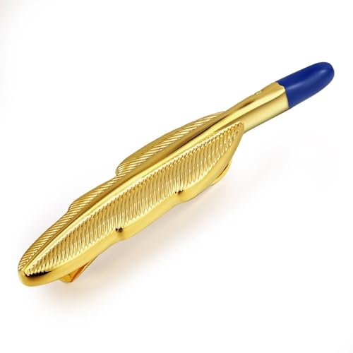 Dsnyu Krawattennadel Edelstahl, Krawattennadel Gold Feder Hemd Anzug Herren Schmuck für Geburtstag Hochzeit